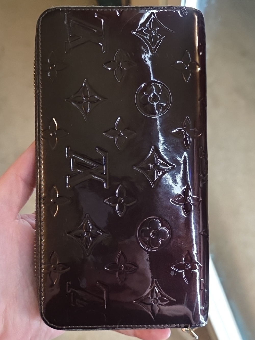 Louis Vuitton Monogram Vernis Long Wallet in Dark Burgundy